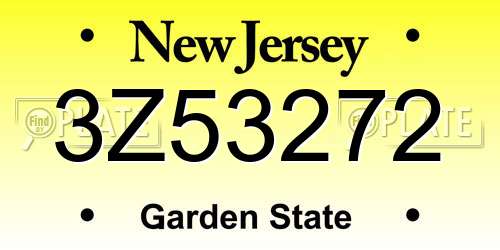 3Z53272 New Jersey License Plate