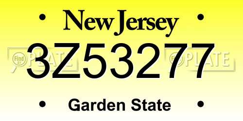 3Z53277 New Jersey License Plate