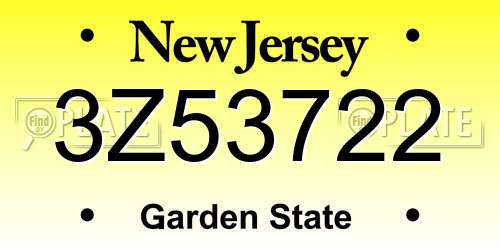 3Z53722 New Jersey License Plate
