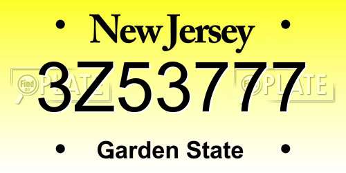 3Z53777 New Jersey License Plate