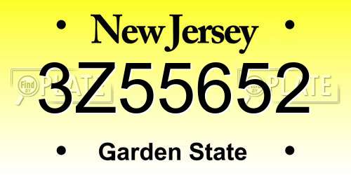 3Z55652 New Jersey License Plate