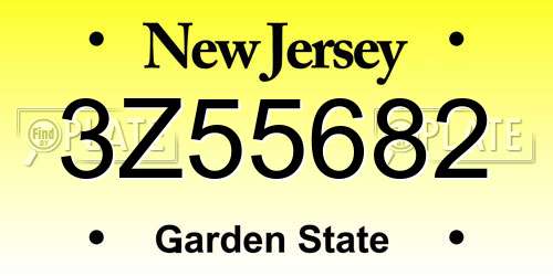 3Z55682 New Jersey License Plate