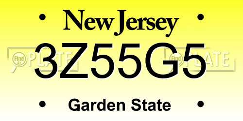 3Z55G5 New Jersey License Plate