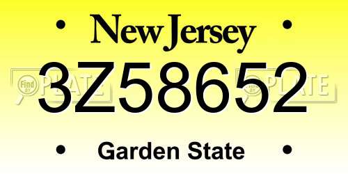 3Z58652 New Jersey License Plate