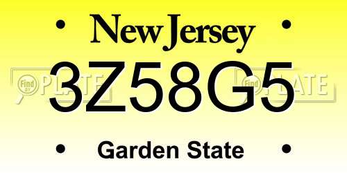 3Z58G5 New Jersey License Plate