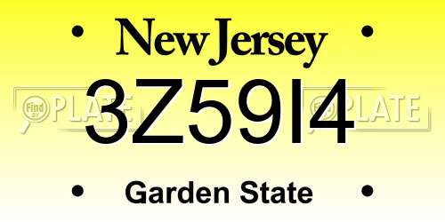 3Z59I4 New Jersey License Plate