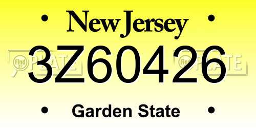 3Z60426 New Jersey License Plate
