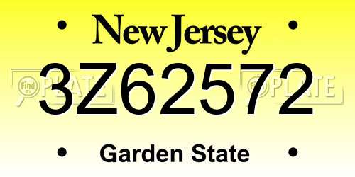 3Z62572 New Jersey License Plate