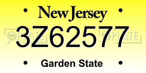 3Z62577 New Jersey License Plate