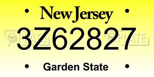 3Z62827 New Jersey License Plate
