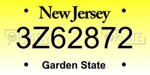 3Z62872 New Jersey License Plate