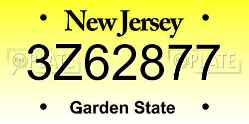 3Z62877 New Jersey License Plate