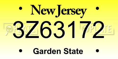 3Z63172 New Jersey License Plate