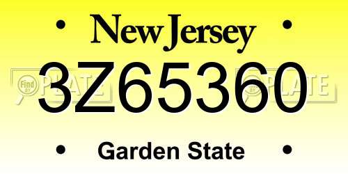 3Z65360 New Jersey License Plate