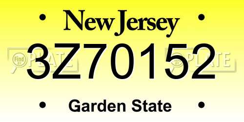 3Z70152 New Jersey License Plate