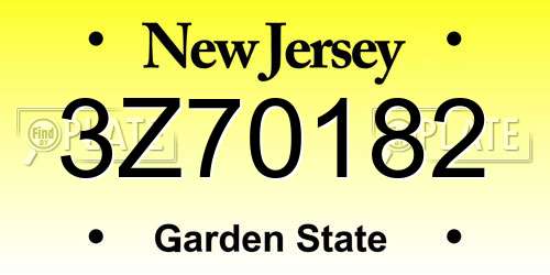 3Z70182 New Jersey License Plate