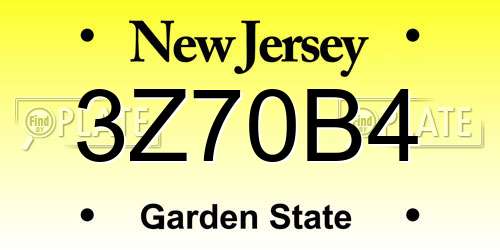 3Z70B4 New Jersey License Plate