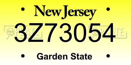 3Z73054 New Jersey License Plate