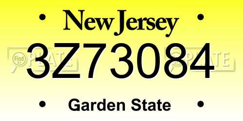 3Z73084 New Jersey License Plate