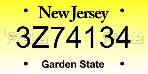 3Z74134 New Jersey License Plate