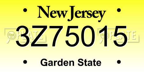 3Z75015 New Jersey License Plate