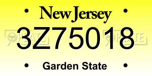 3Z75018 New Jersey License Plate