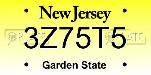 3Z75T5 New Jersey License Plate