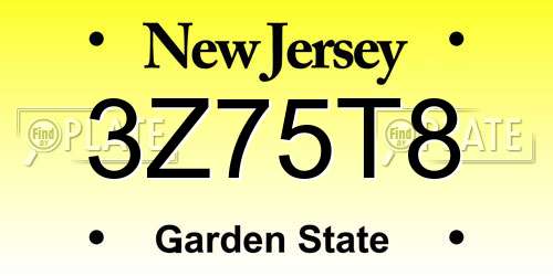 3Z75T8 New Jersey License Plate