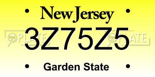 3Z75Z5 New Jersey License Plate
