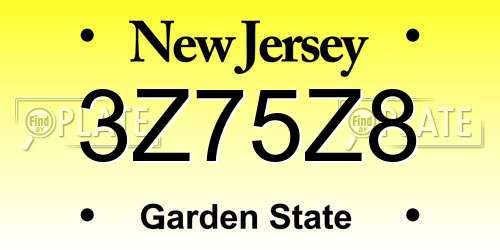 3Z75Z8 New Jersey License Plate