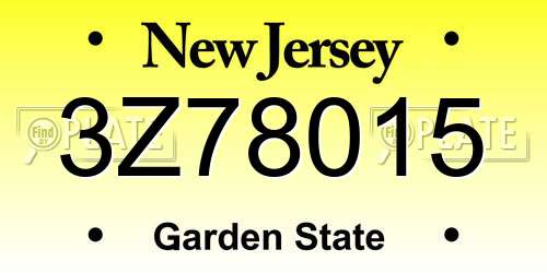 3Z78015 New Jersey License Plate