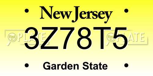 3Z78T5 New Jersey License Plate
