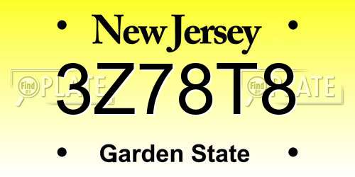 3Z78T8 New Jersey License Plate
