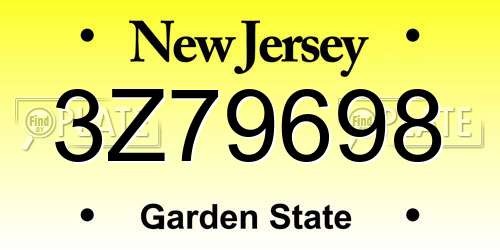 3Z79698 New Jersey License Plate