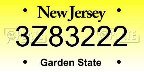 3Z83222 New Jersey License Plate