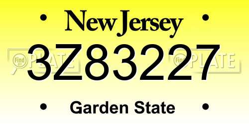 3Z83227 New Jersey License Plate