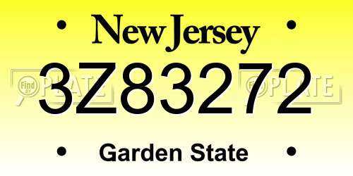 3Z83272 New Jersey License Plate