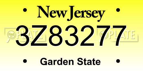 3Z83277 New Jersey License Plate