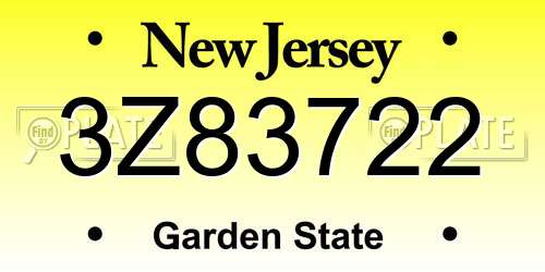 3Z83722 New Jersey License Plate