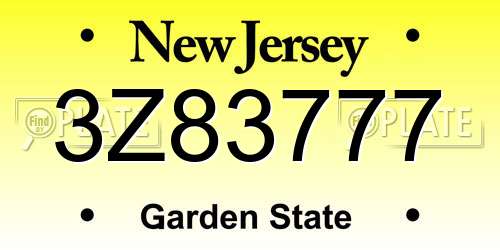 3Z83777 New Jersey License Plate