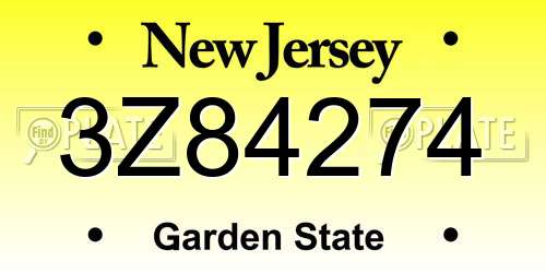 3Z84274 New Jersey License Plate
