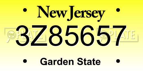 3Z85657 New Jersey License Plate