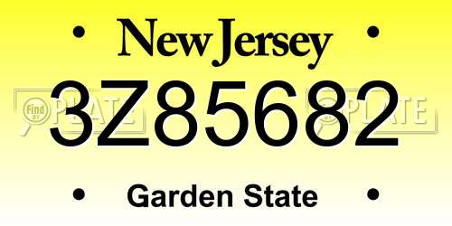 3Z85682 New Jersey License Plate