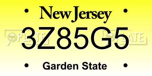 3Z85G5 New Jersey License Plate
