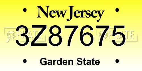 3Z87675 New Jersey License Plate