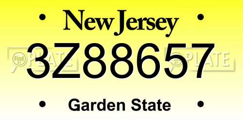 3Z88657 New Jersey License Plate