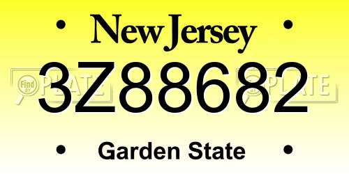 3Z88682 New Jersey License Plate