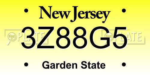 3Z88G5 New Jersey License Plate