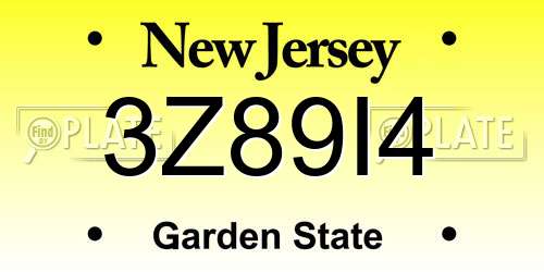 3Z89I4 New Jersey License Plate