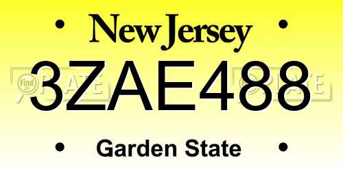 3ZAE488 New Jersey License Plate